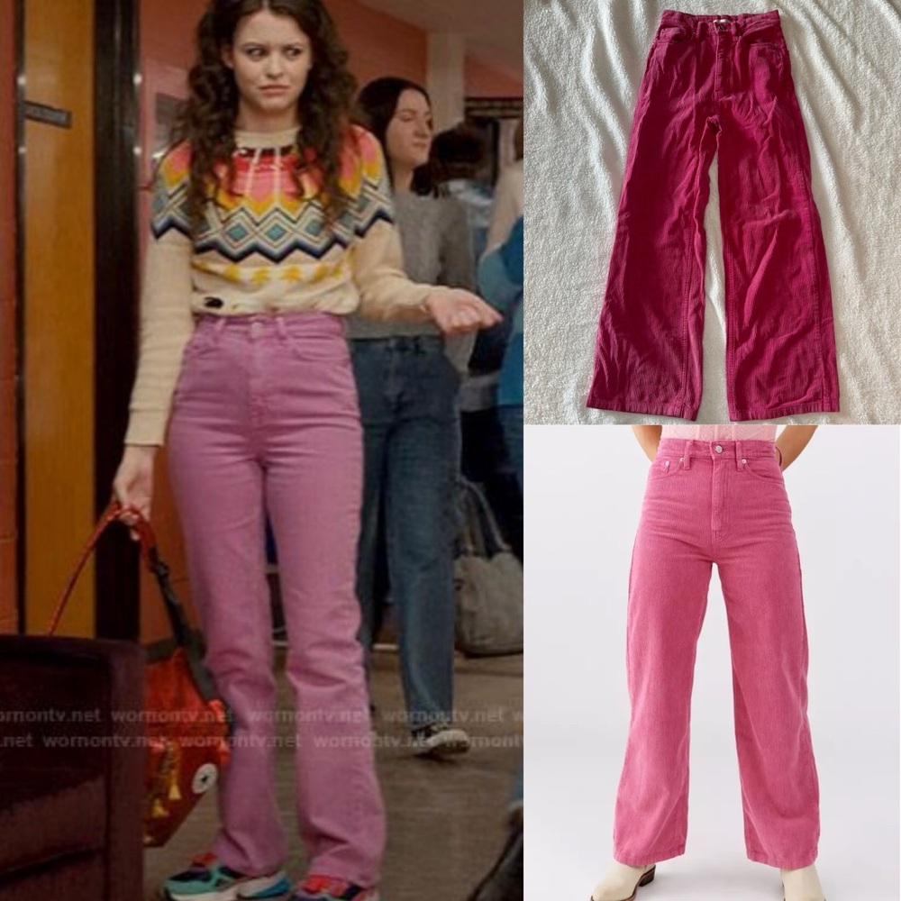 BDG Wide Leg Corduroy Jeans in Pink